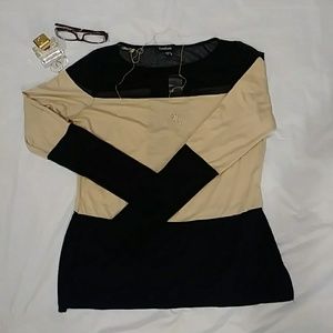 Bebe NWT Sheer black and tan